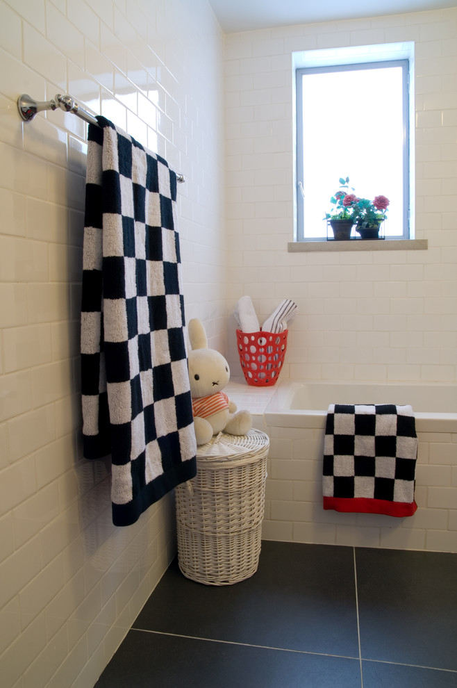 Black and White Tile Bathroom Floor Bathroom Contemporary with Bathroom Black and White