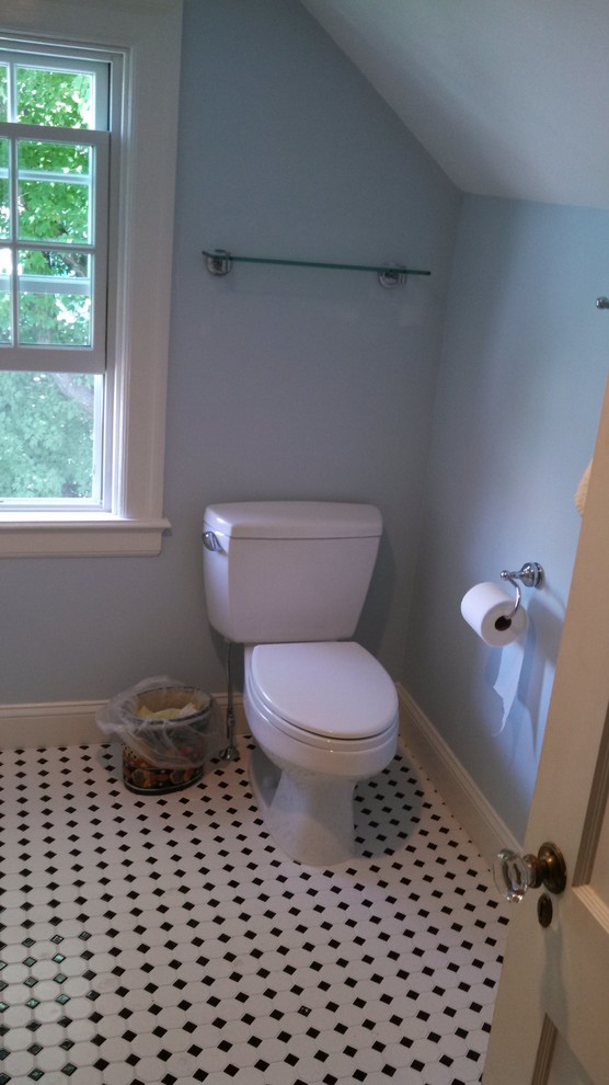 Black and White Tile Bathroom Floor Bathroom Traditional with Black and White Tiled1