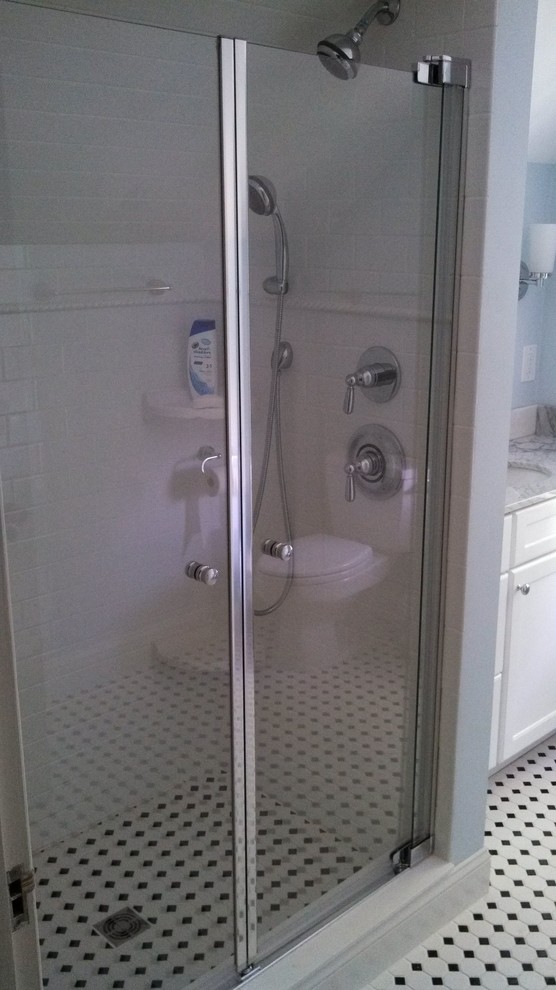 Black and White Tile Bathroom Floor Bathroom Traditional with Black and White Tiled3