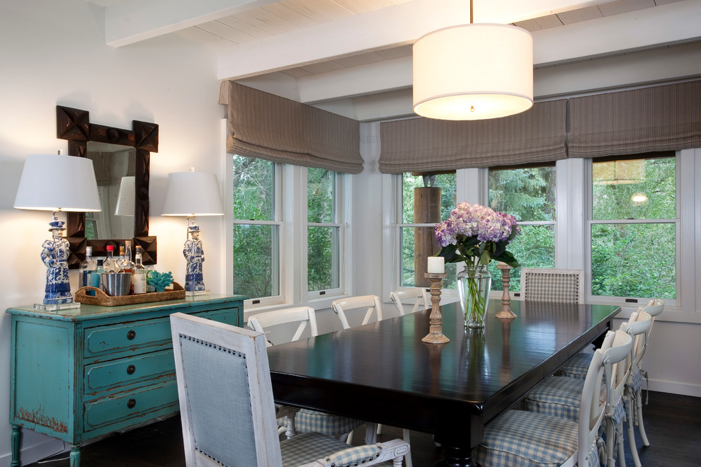 Black Bombay Chest Dining Room Eclectic with Aqua Bar Server Aqua