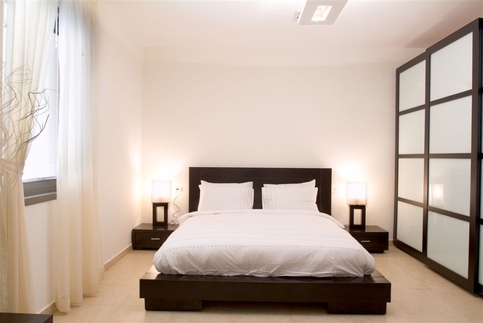 Black Closet Doors Bedroom Contemporary with Bed Frame Bedside Lamp
