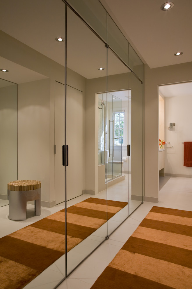 Black Closet Doors Closet Contemporary with Area Rug Mirror Mirrored