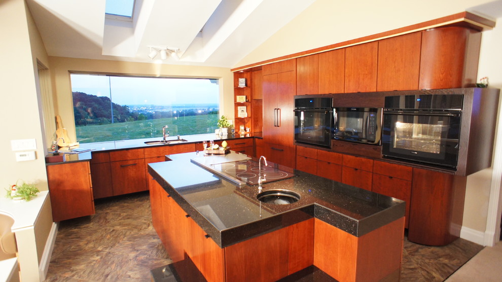 Black Galaxy Granite Countertop Kitchen Contemporary with None 