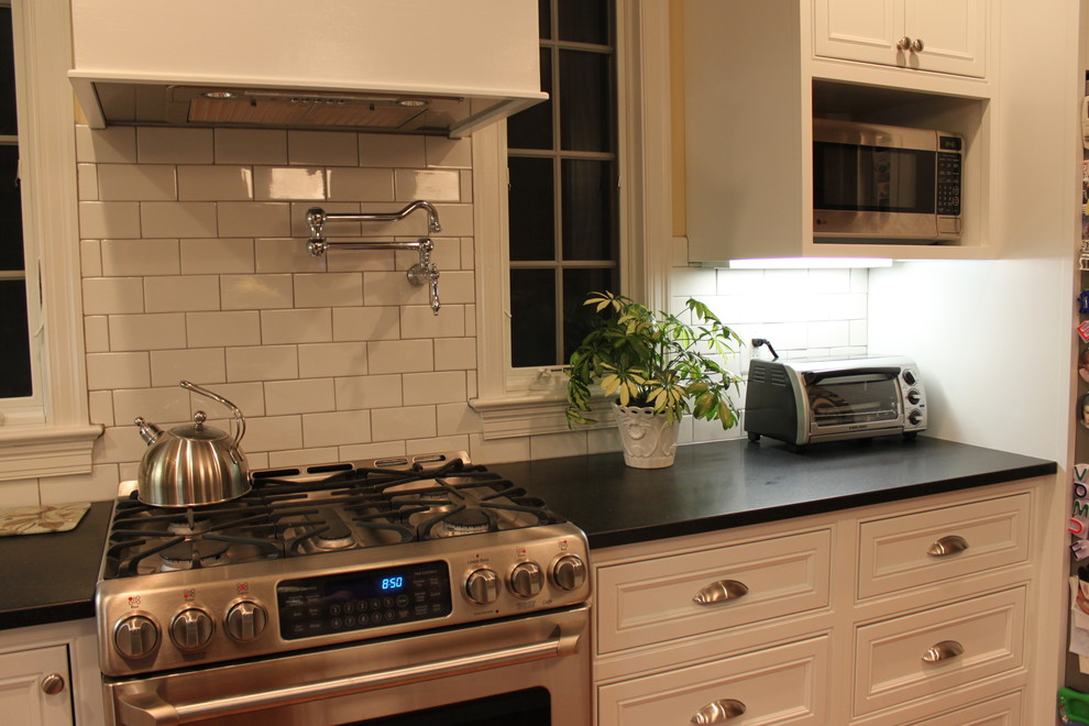 Black Honed Granite Kitchen Traditional with None 