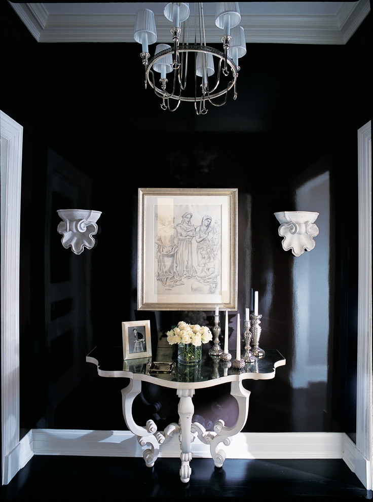 Black Lacquer Furniture Hall Traditional with Art Black White Black