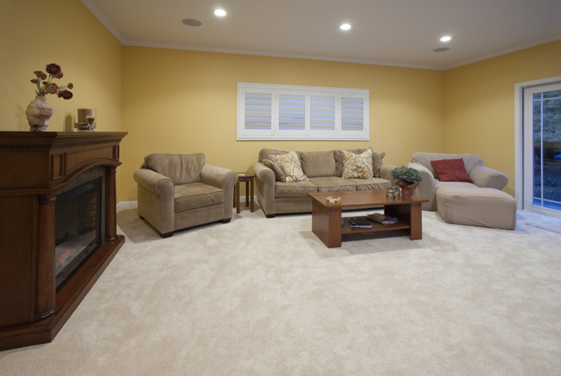 Black Marble Floor Family Room Traditional with None 