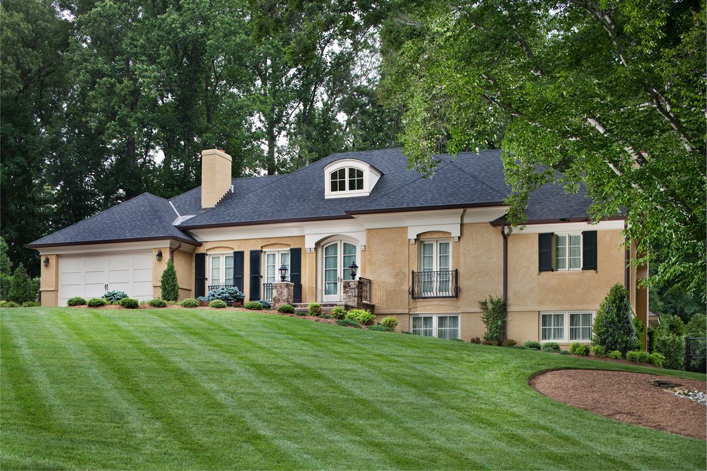 Black Plantation Shutters Exterior Traditional with Arched Doors Arched Window