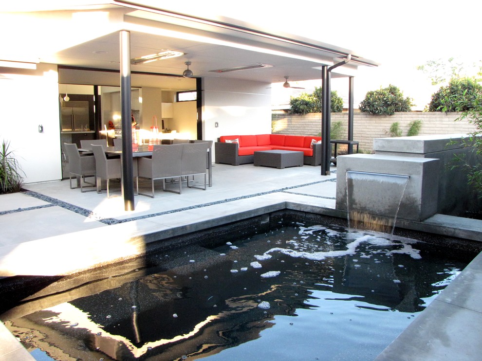 Black Pool Liner Patio Midcentury with None 