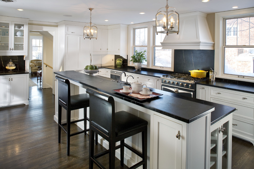 Black Soapstone Countertops Kitchen Traditional with Breakfast Bar Chair Custom