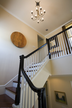 Black Stair Railing Staircase Traditional with None 