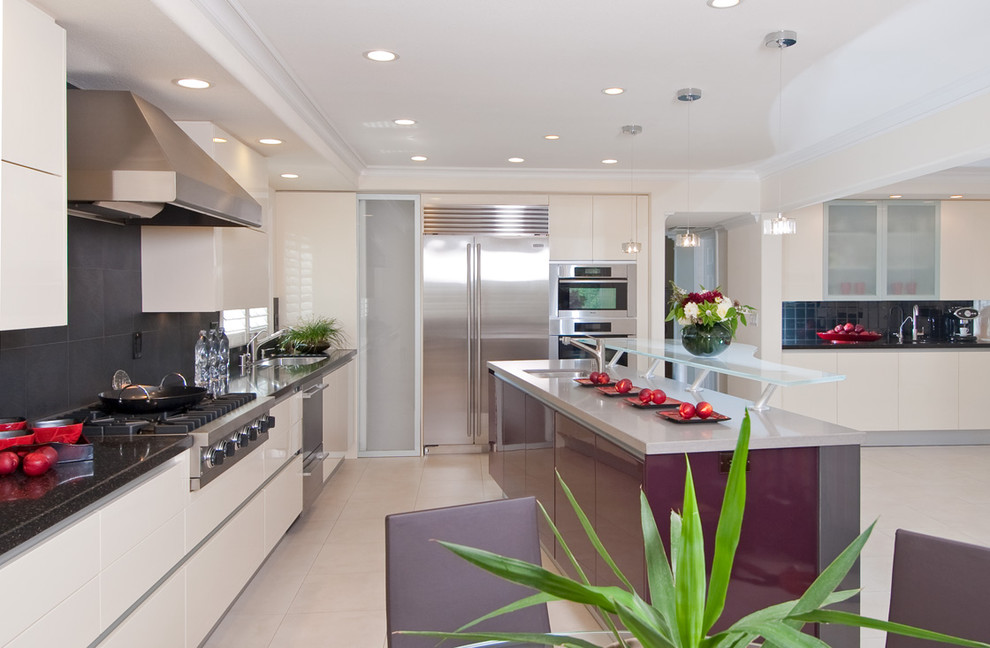 Black Tile Backsplash Kitchen Contemporary with Ca Ceiling Lighting Frosted
