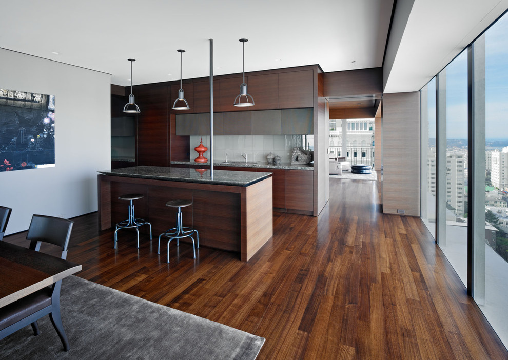 Black Walnut Flooring Kitchen Modern with Bar Stools Barstools Dining