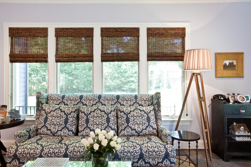 Blinds for Basement Windows Living Room Eclectic with Blue Dark Stained Wood