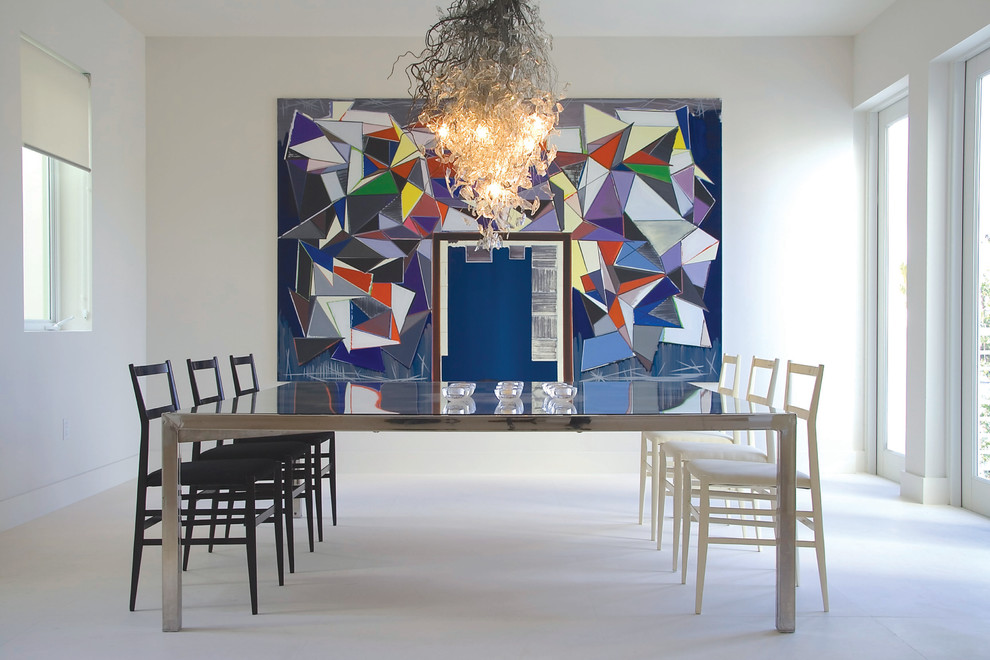Blown Glass Chandelier Dining Room Contemporary with Amy Lau Black And