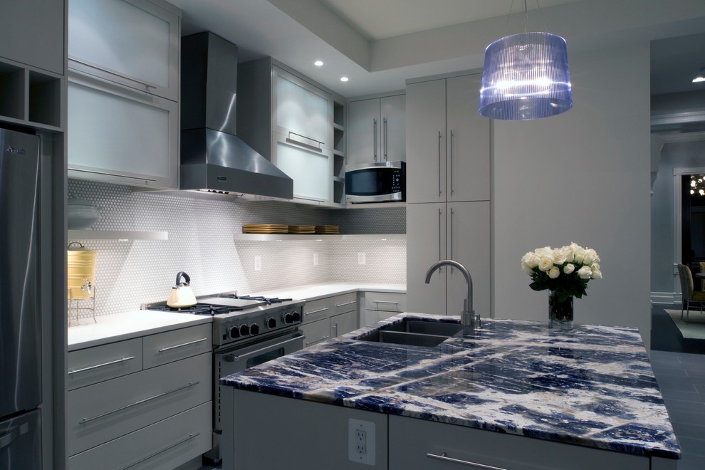 Blue Granite Countertops Kitchen Contemporary with Blue Countertop Blue Drum1