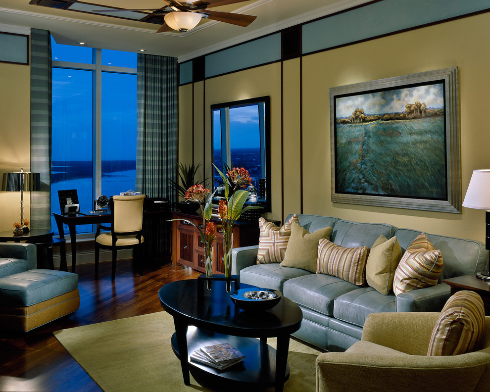 Blue Leather Sofa Family Room Contemporary with High Rise Living Marco