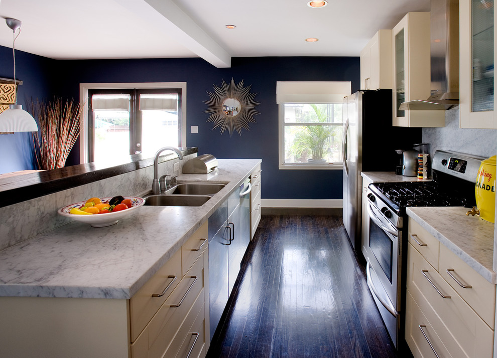Blue Marble Countertops Kitchen Contemporary with Baseboards Carrara Marble Countertops