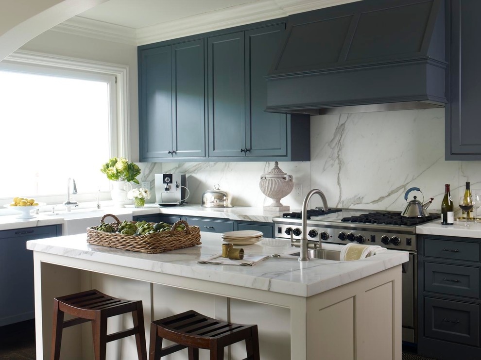 Blue Painted Kitchen Cabinets Kitchen Traditional with Breakfast Bar Eat in Kitchen