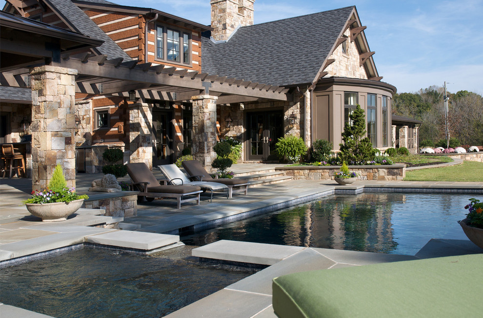 Blue Stone Pavers Exterior Rustic with Chaise Longue Chaise Lounge