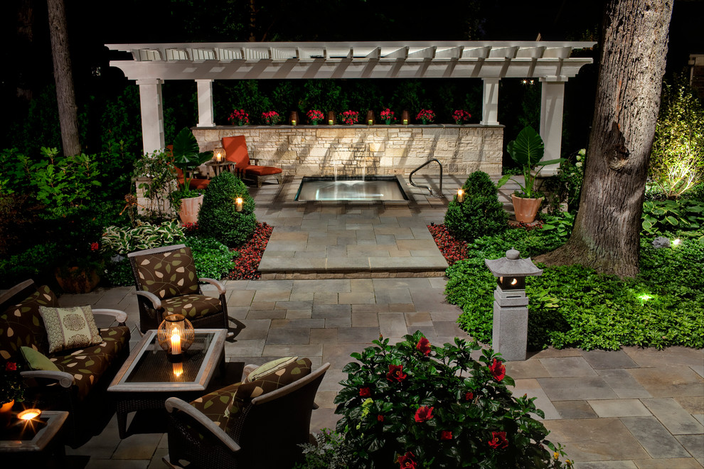Blue Stone Pavers Patio Traditional with Accent Lighting Bluestone Brown