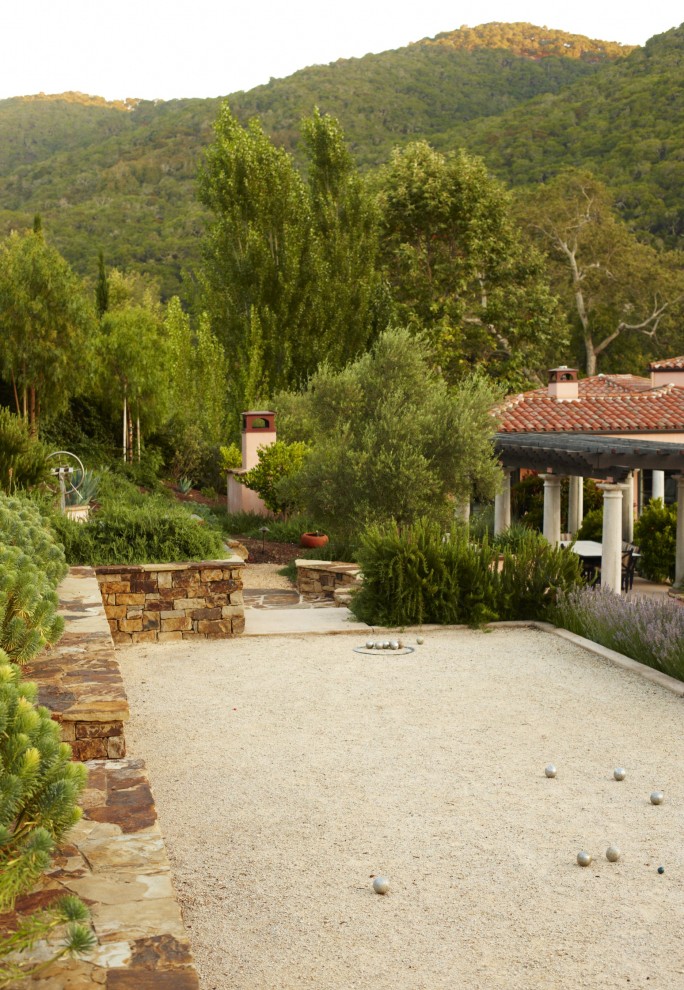 Bocce Ball Court Landscape Mediterranean with Barbecue Bocce Ball California