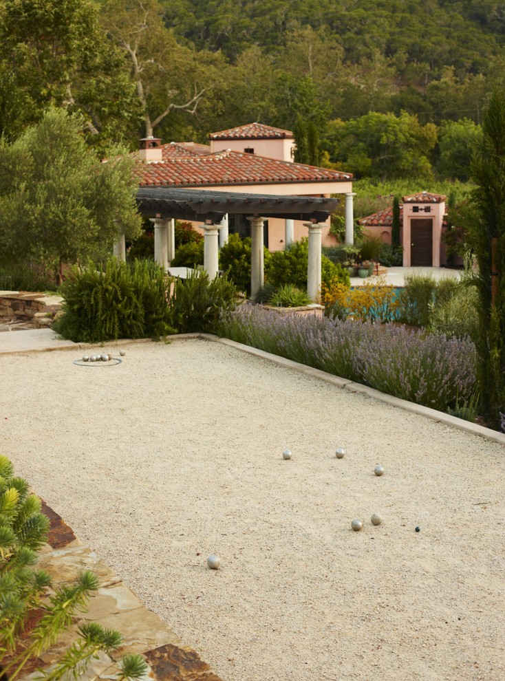 Bocce Ball Court Landscape Mediterranean with Bocce Ball California Column