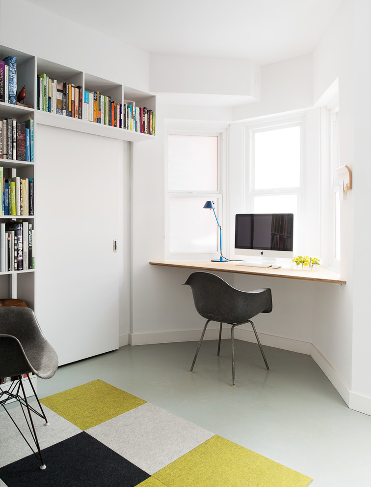 Bookcase with Doors Home Office Contemporary with Bay Window Black Armchair