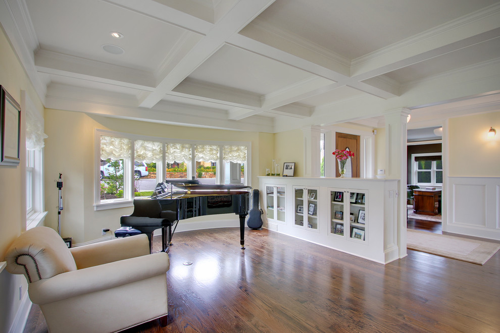 Bookcase with Glass Doors Living Room Traditional with Armchair Bay Window Cabinets