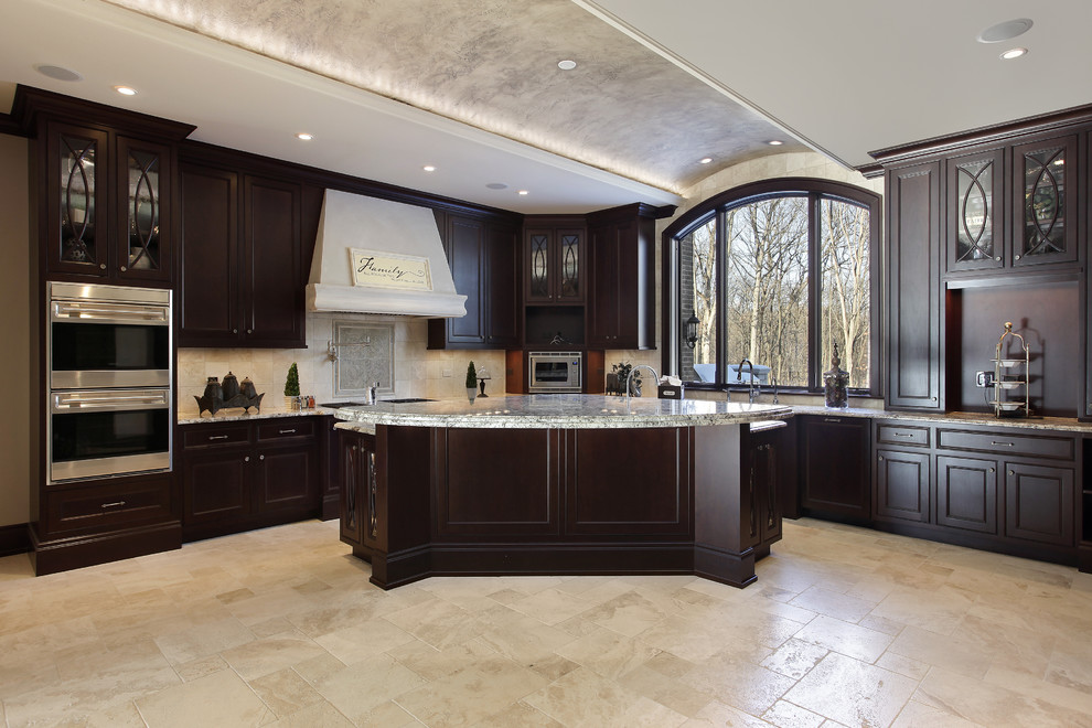 Bookcases with Glass Doors Kitchen Traditional with None 