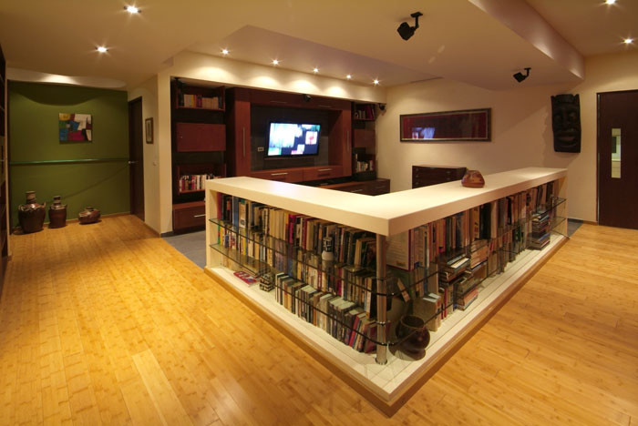 Bookshelf Room Divider Basement Contemporary with Aurelio Vazquez Contemporary Interior