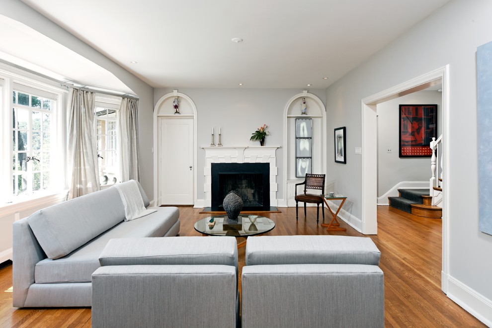 Boston Home Remodeling Living Room Traditional with Archway Baseboards Bay Window