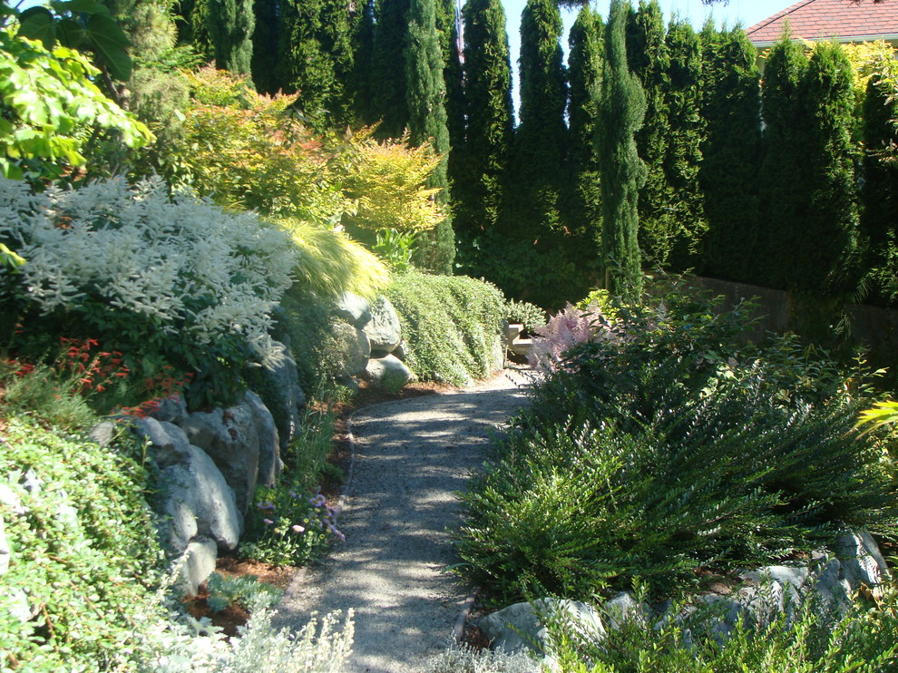 Boulder Retaining Wall Landscape Traditional with Boulders Gravel Hillside Path