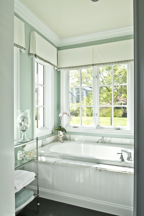 Box Pleat Valance Bathroom Eclectic with Apothecary Jars 