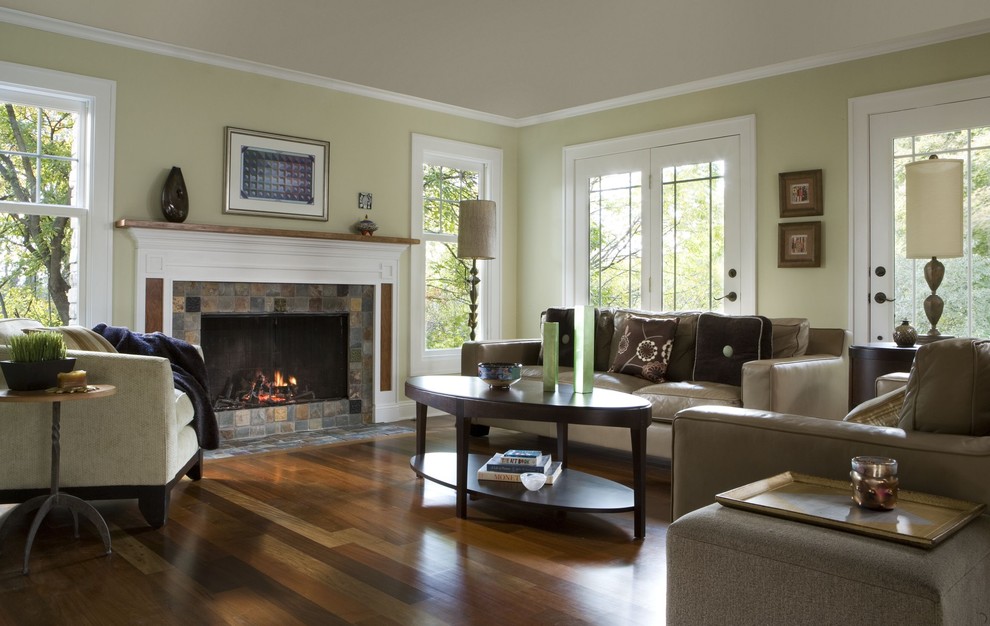 Brazilian Walnut Flooring Family Room Contemporary with Beacon Hill Cherry Clean