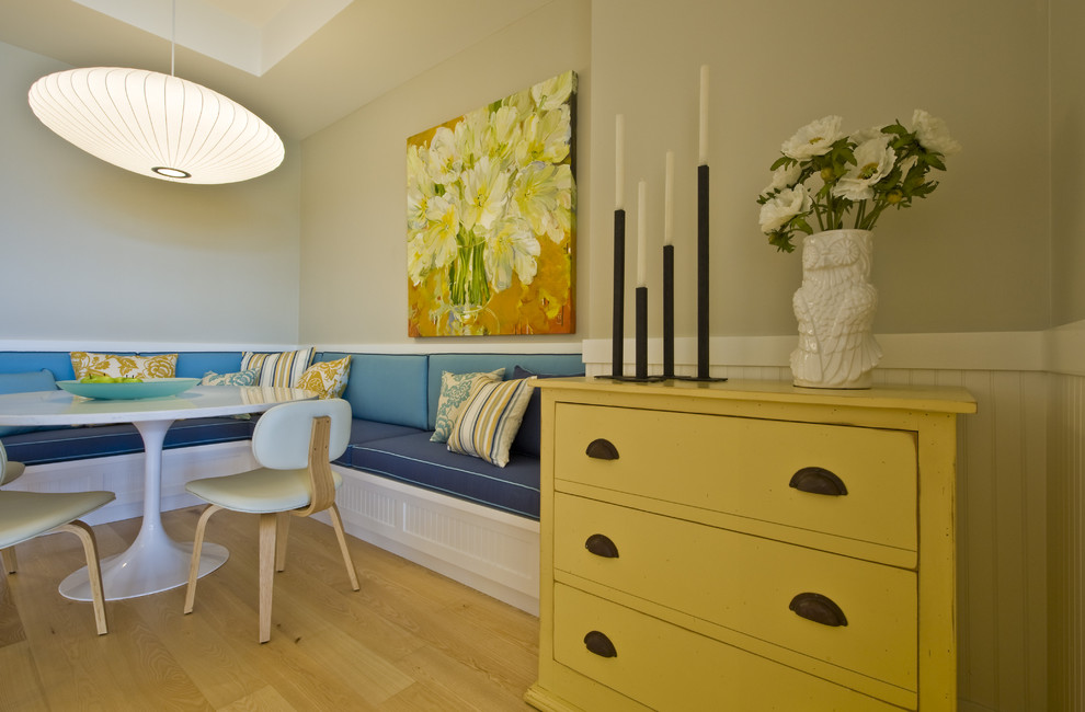 Breakfast Nook Furniture Dining Room Beach with Artwork Banquette Beadboard Breakfast