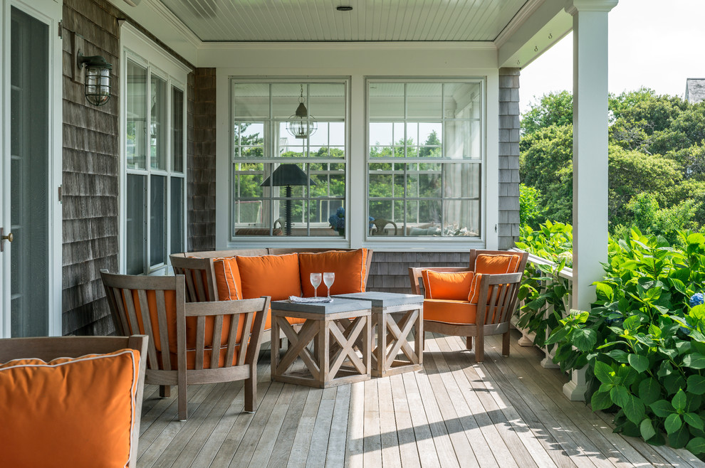 Breakfast Nook Furniture Porch Beach with Orange Seat Cushions Outdoor