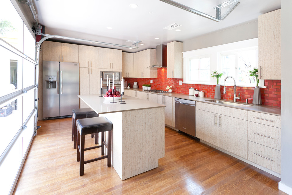 Brick Backsplash Tiles Kitchen Contemporary with Brunelleschi Candleholders Contemporary Cork