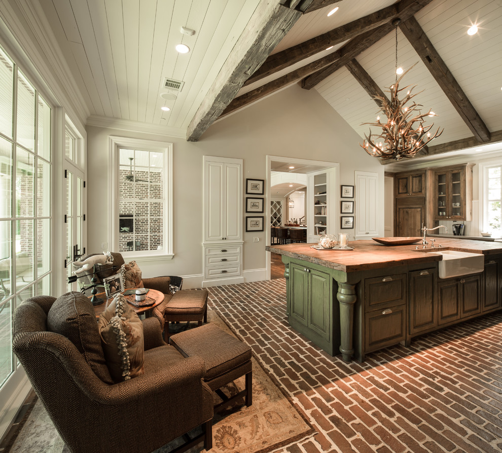 Brick Floor Kitchen Kitchen Rustic with Architect William Sonner Inerterior