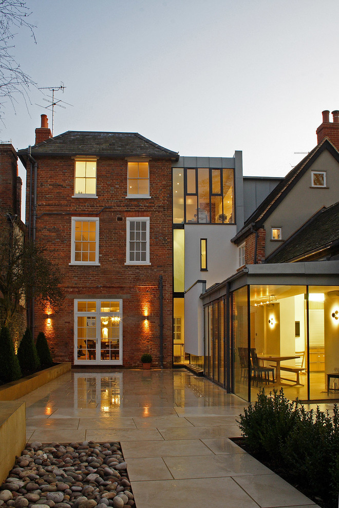 Brick Floor Tile Exterior Contemporary with Contemporary and Traditional Contrast
