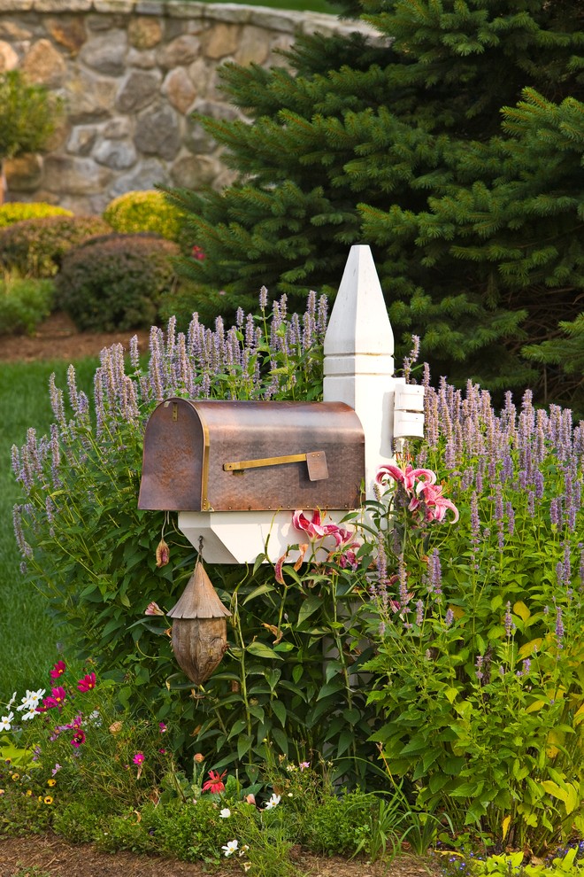 Brick Mailbox Designs Landscape Traditional with Curbside Mailbox Day Lilies