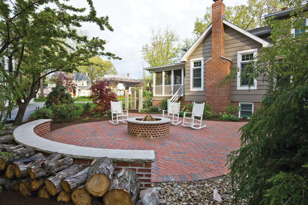Brick Patio Designs Patio Traditional with Cleveland Fire Wood Firepit