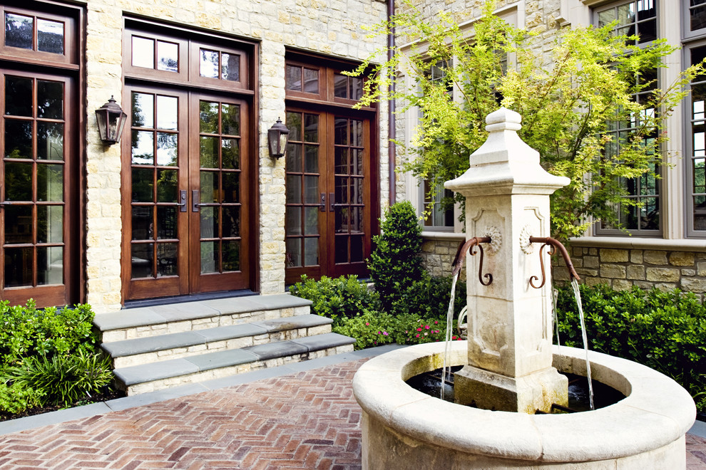 Brick Paver Designs Exterior Traditional with Brick Paving Courtyard Fountain