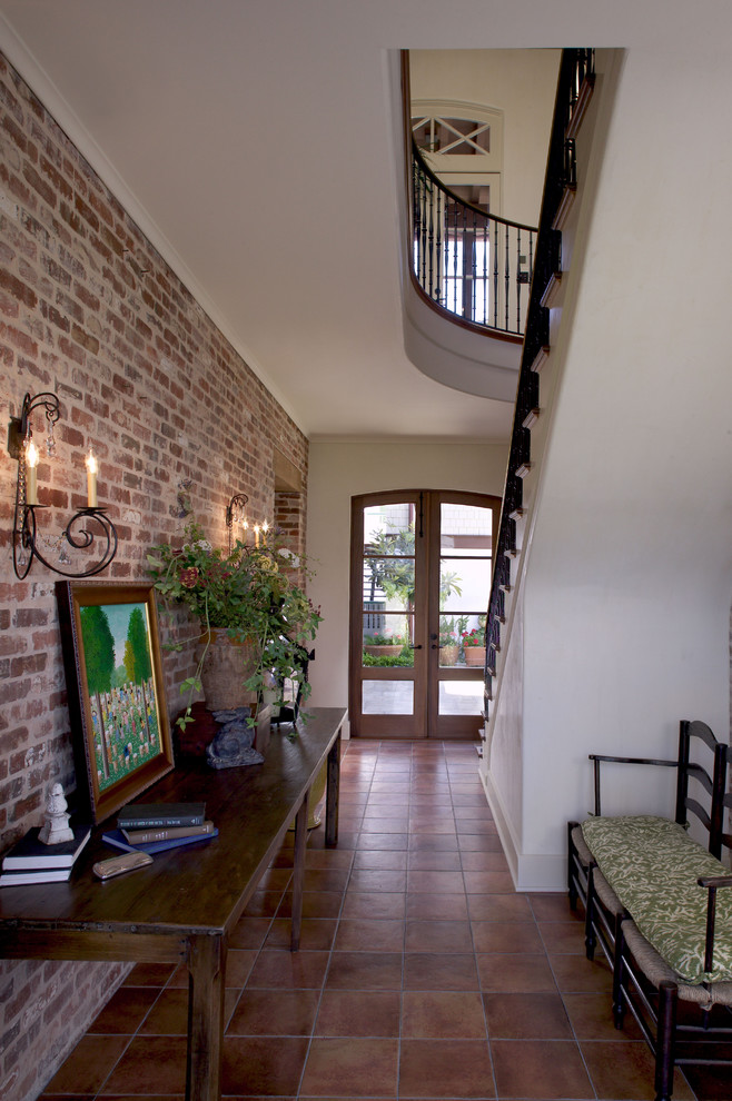 Brick Wall Tile Entry Tropical with Brick Brick Wall French