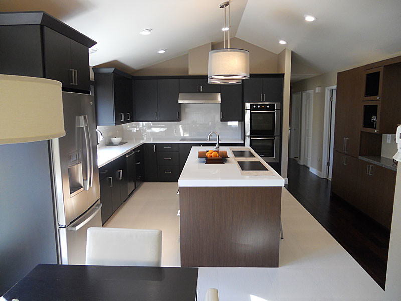 Brick Wall Tile Kitchen Contemporary with 2 Tone Flooring Adaptive
