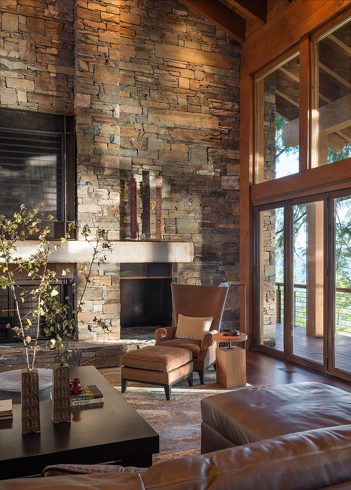 Brown Leather Sectional Family Room Contemporary with Accent Lighting Brown Armchair