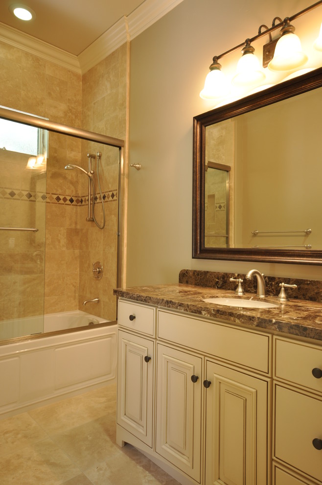 Brushed Chrome Finish Bathroom Traditional with Bathroom Mirror Crown Molding