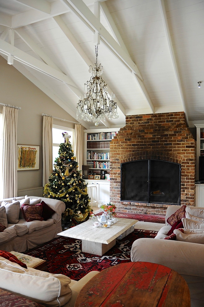 Built in Bookshelves Living Room Traditional with Christmas Tree My Houzz