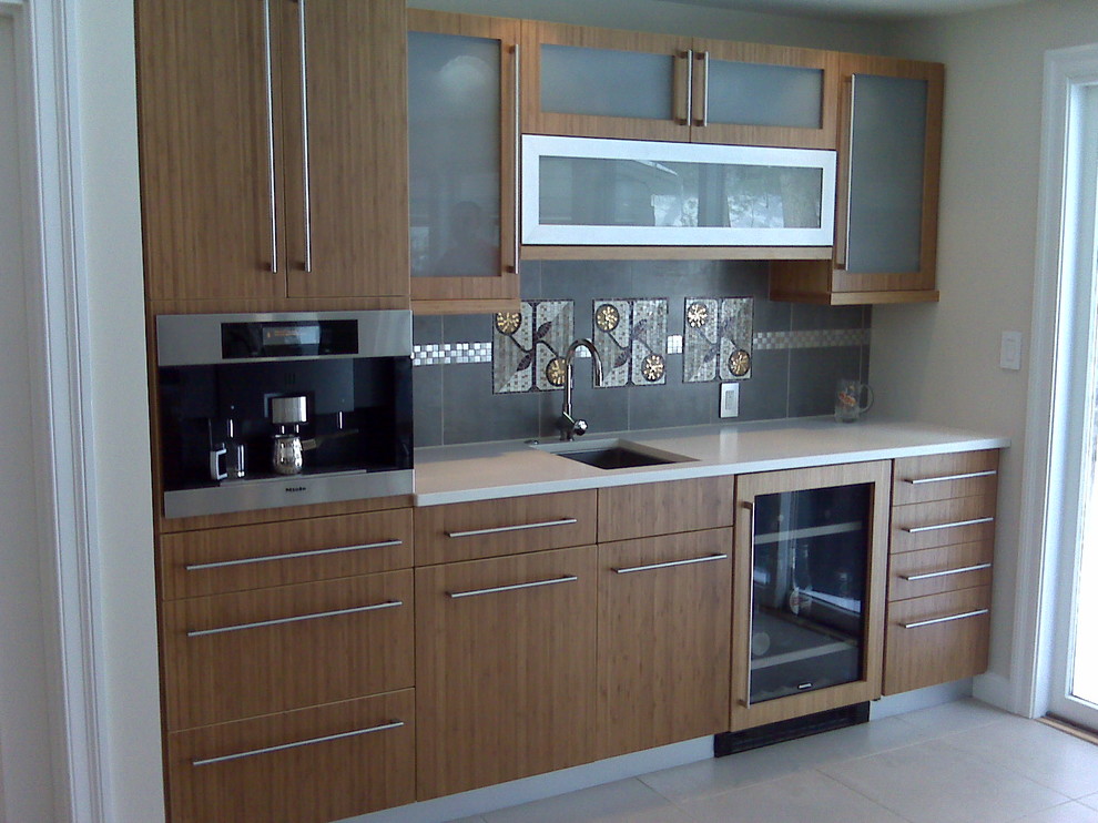 Built in Coffee Maker Kitchen Contemporary with Bamboo Cabinetry Built in Coffee