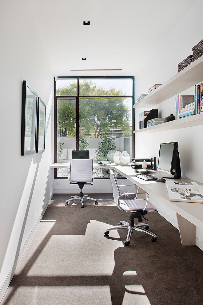 Built in Corner Desk Home Office Contemporary with Big Window Built In