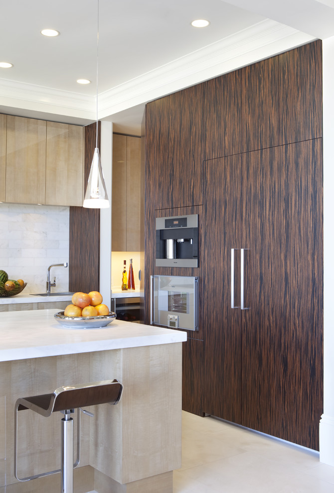 Built in Espresso Machine Kitchen Modern with Breakfast Bar Built In